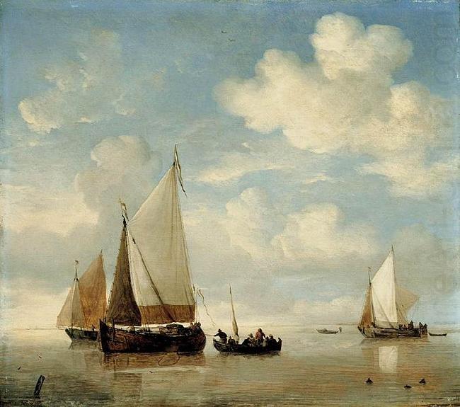willem van de velde  the younger Dutch Smalschips and a Rowing Boat china oil painting image